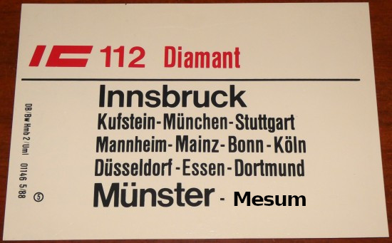 .. und zurück - IC 112 Diamant Innsbruck-Münster